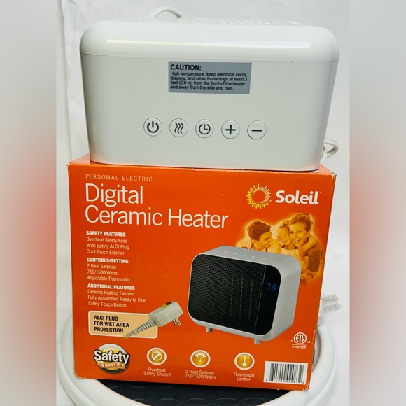 Soleil Electric Digital Ceramic Heater 1500W White Portable Compact Indoor Heatr - Picture 5 of 7